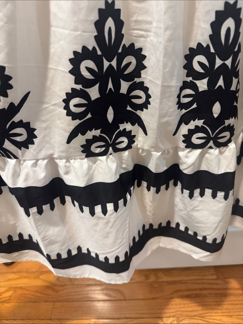 White and Black Embroidered Bohemian Neck Maxi Dress - Picture 6 of 8